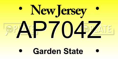 AP704Z New Jersey License Plate