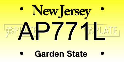 AP771L New Jersey License Plate