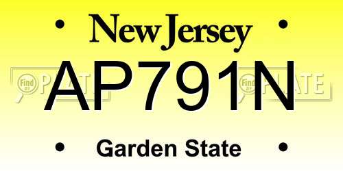 AP791N New Jersey License Plate