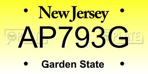 AP793G New Jersey License Plate