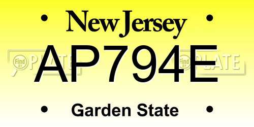 AP794E New Jersey License Plate