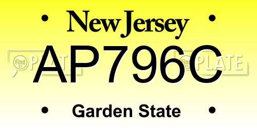 AP796C New Jersey License Plate
