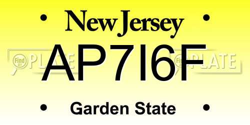AP7I6F New Jersey License Plate