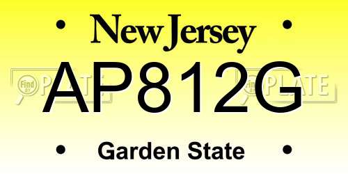 AP812G New Jersey License Plate