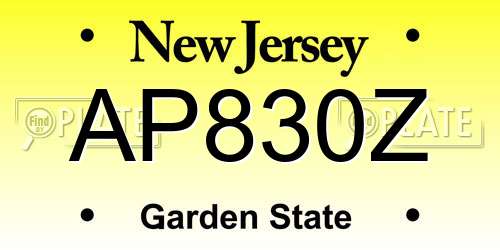 AP830Z New Jersey License Plate