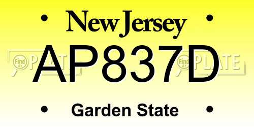 AP837D New Jersey License Plate