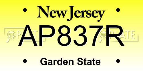 AP837R New Jersey License Plate