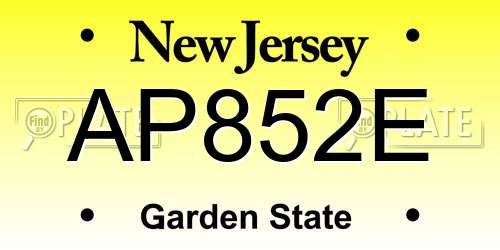 AP852E New Jersey License Plate