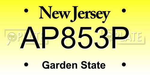 AP853P New Jersey License Plate