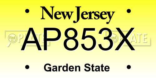 AP853X New Jersey License Plate