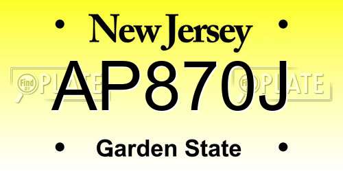 AP870J New Jersey License Plate