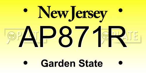AP871R New Jersey License Plate