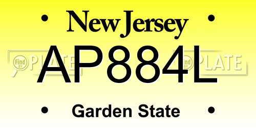 AP884L New Jersey License Plate