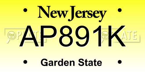 AP891K New Jersey License Plate