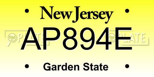 AP894E New Jersey License Plate