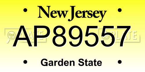 AP89557 New Jersey License Plate