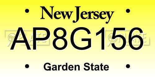 AP8G156 New Jersey License Plate