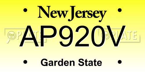 AP920V New Jersey License Plate