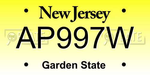 AP997W New Jersey License Plate