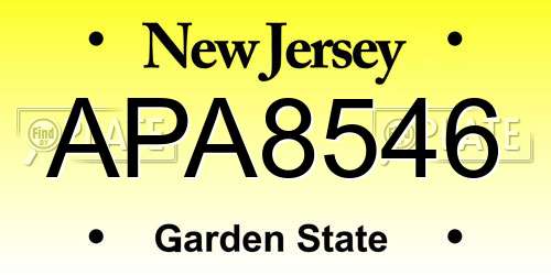 APA8546 New Jersey License Plate