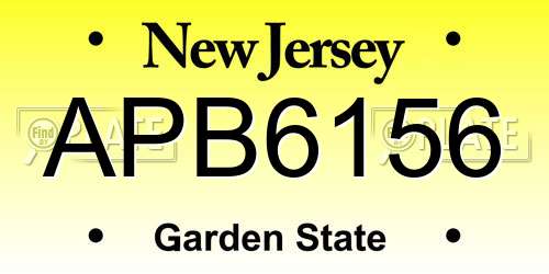 APB6156 New Jersey License Plate