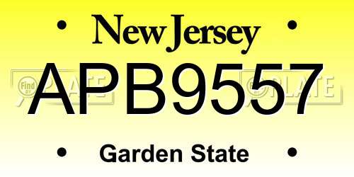 APB9557 New Jersey License Plate