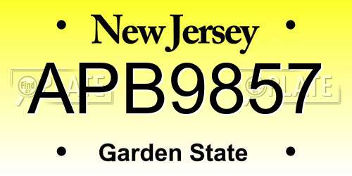 APB9857 New Jersey License Plate
