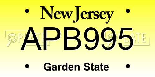 APB995 New Jersey License Plate