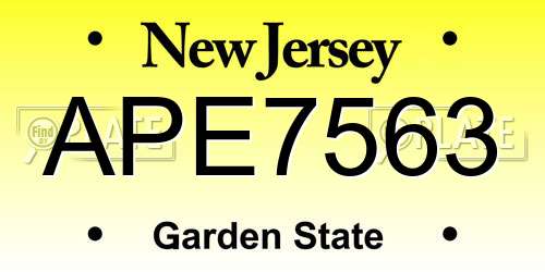APE7563 New Jersey License Plate