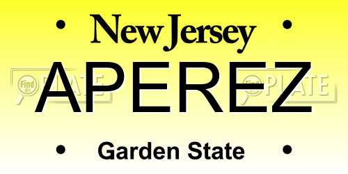 APEREZ New Jersey License Plate