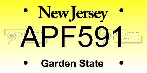 APF591 New Jersey License Plate