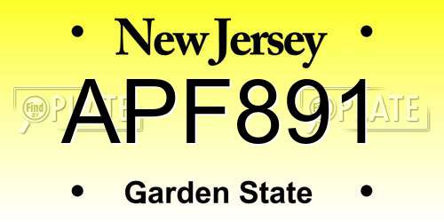 APF891 New Jersey License Plate
