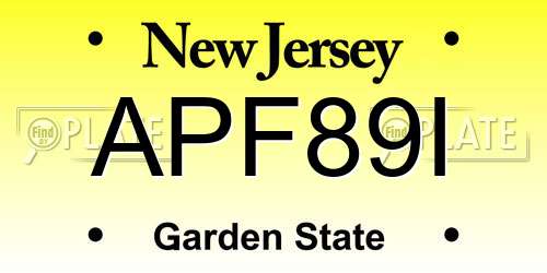 APF89I New Jersey License Plate