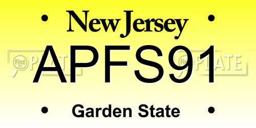 APFS91 New Jersey License Plate