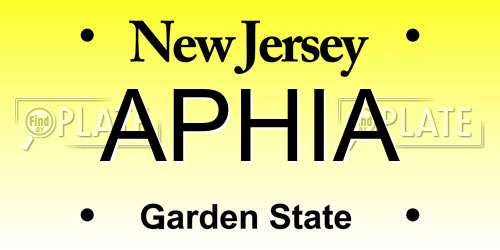 APHIA New Jersey License Plate