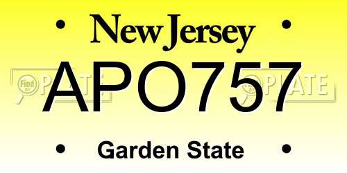 APO757 New Jersey License Plate