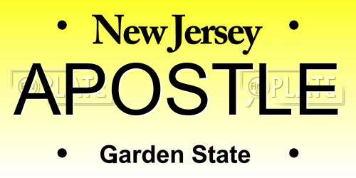 APOSTLE New Jersey License Plate