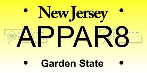 APPAR8 New Jersey License Plate