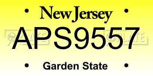 APS9557 New Jersey License Plate