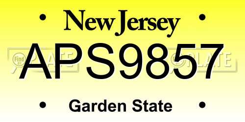 APS9857 New Jersey License Plate