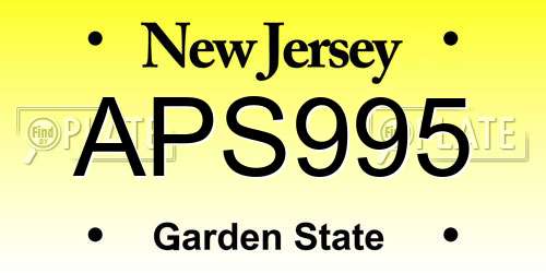 APS995 New Jersey License Plate