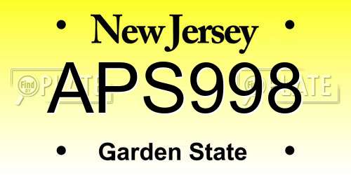 APS998 New Jersey License Plate