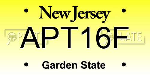APT16F New Jersey License Plate