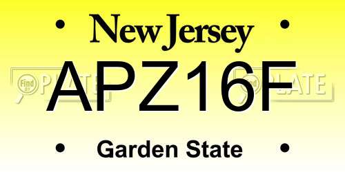APZ16F New Jersey License Plate
