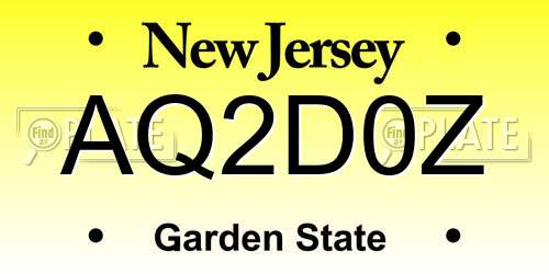 AQ2D0Z New Jersey License Plate