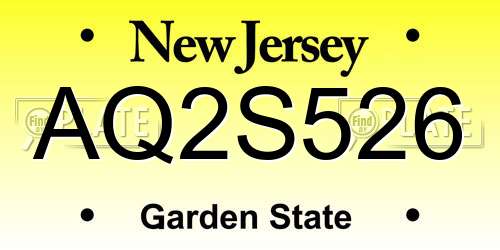 AQ2S526 New Jersey License Plate