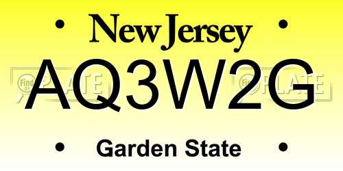 AQ3W2G New Jersey License Plate