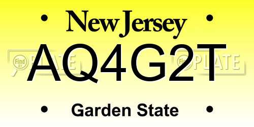 AQ4G2T New Jersey License Plate