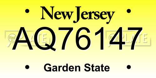 AQ76147 New Jersey License Plate