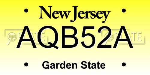 AQB52A New Jersey License Plate
